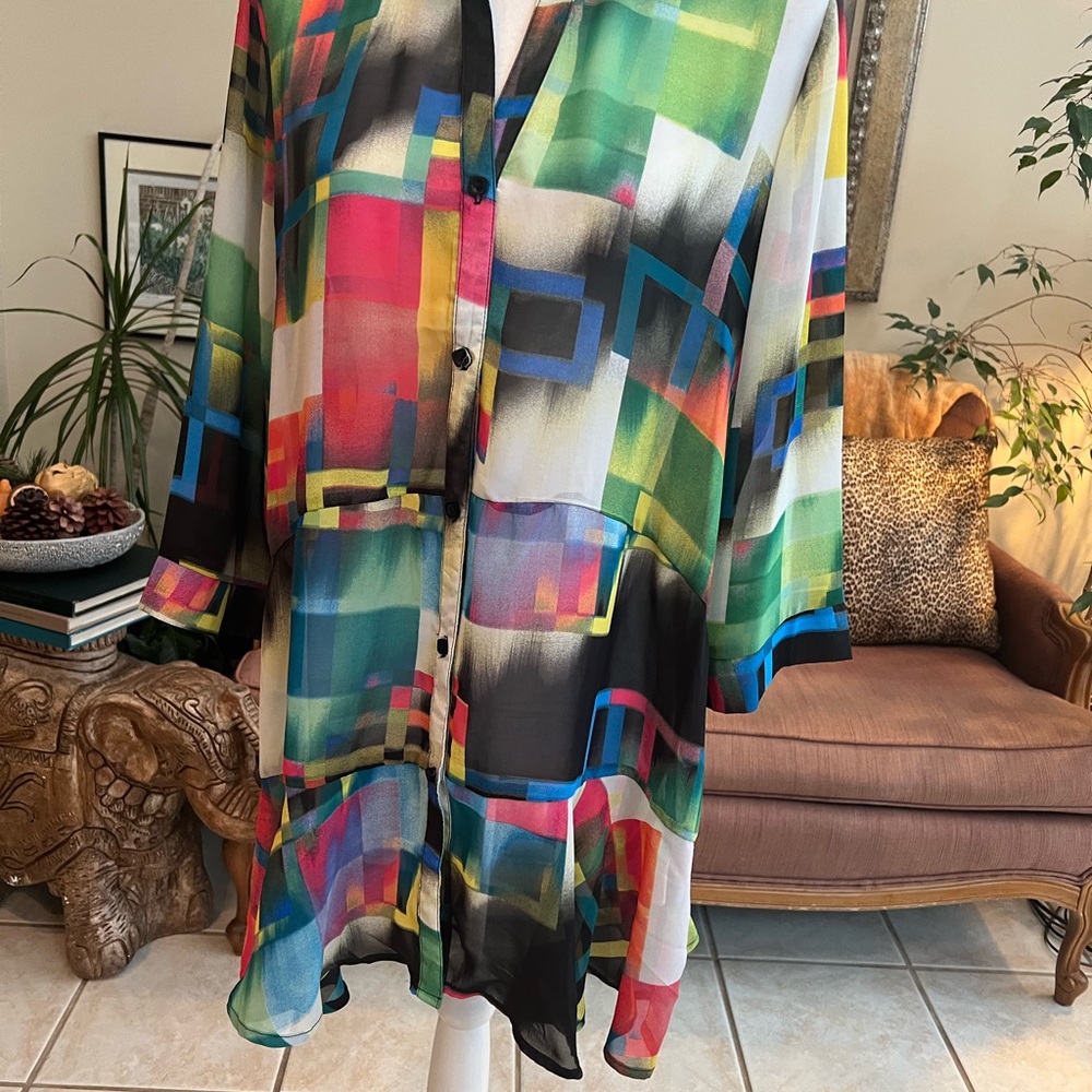 Multi Colored Color Block Tunic Top Size Large By… - image 3